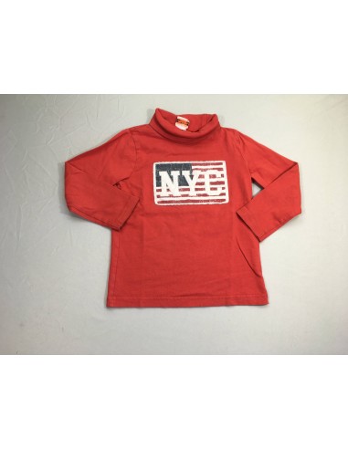 T-shirt col roulé rouge NYC france