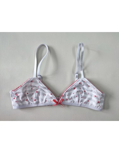 Soutien-gorge ligné blanc/gris pois rouge 75A les muscles