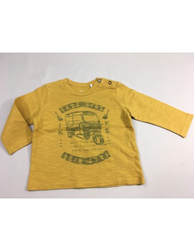 T-shirt m.l jaune flammé bus, un peu bouloché de pas cher