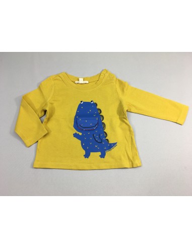 T-shirt m.l jaune croco bouche qui s'ouvre la chaussure