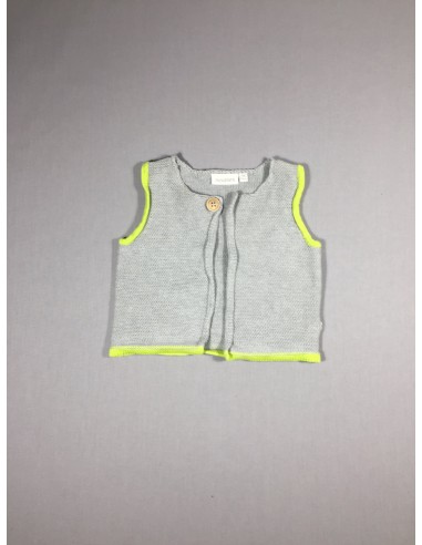 Gilet s.m gris (maille endroit) - liseret jaune prix