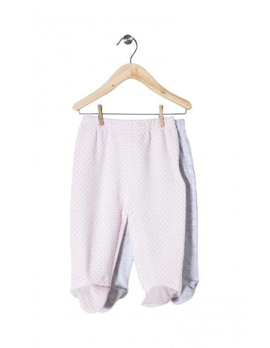 Lot de 2 pantalons à pieds en velours Rose clair et gris chiné Comparez plus de prix