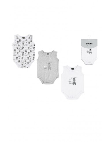 Lot de 3 bodys SM Blanc, gris clair chiné et écru vente chaude votre 