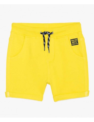 Bermuda jaune en jersey à taille élastiquée en linge