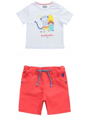 Ensemble T-shirt Hawai Beach Blanc et short orange ouvre sa boutique