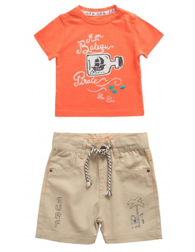 Ensemble T-shirt La Cie des Pirates Orange et Bermuda The Good Wave Beige JUSQU'A -70%! 