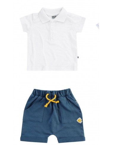 Ensemble polo blanc et short bleu marine "save our seas" prix