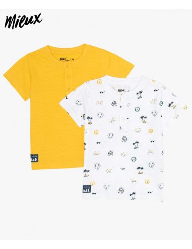 Lot de 2 T-shirts jaune et blanc en coton bio 50-70% off 