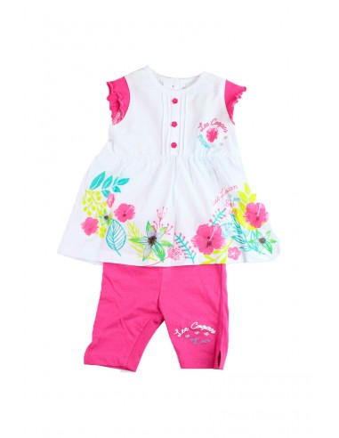 Ensemble Robe volantée et legging Blanc et fuchsia offre 